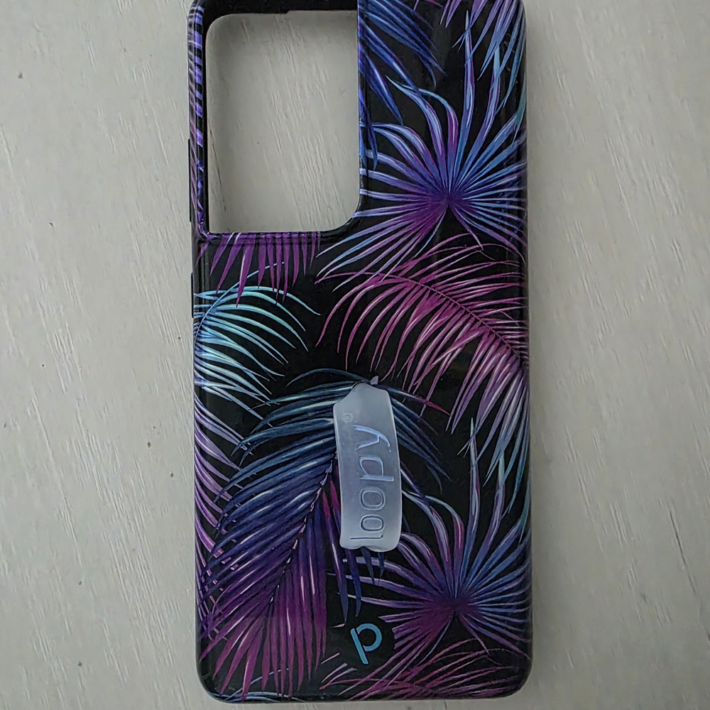 Loopy Case Vibrant Palm Design Phone Case - Black and Purple